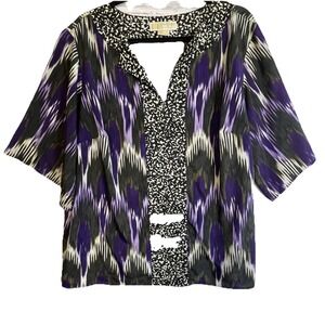 Michael Kors Blouse Size 1X Purple Geometric Business‎ Meeting Office Work
